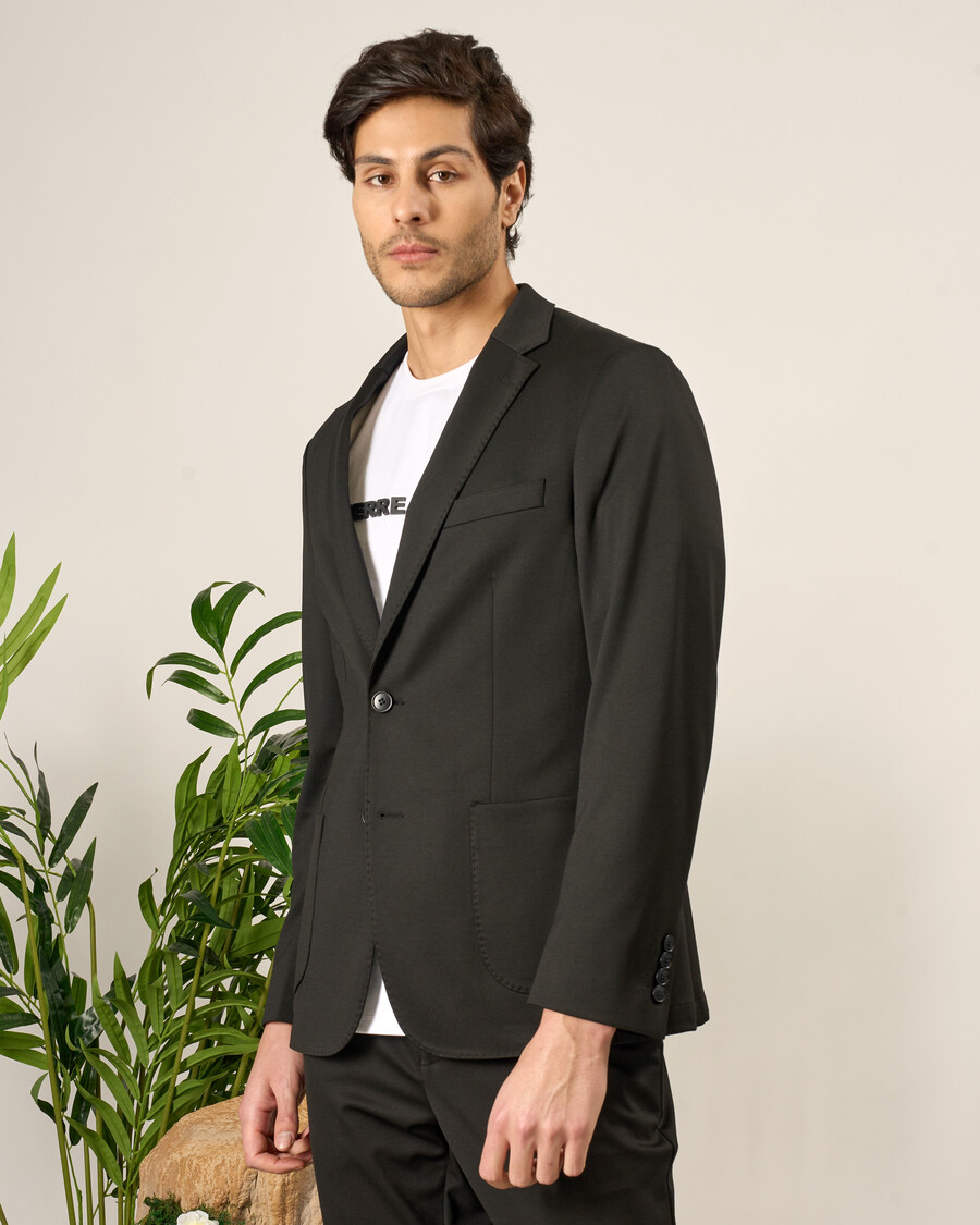 abito nero slim fit in maglia