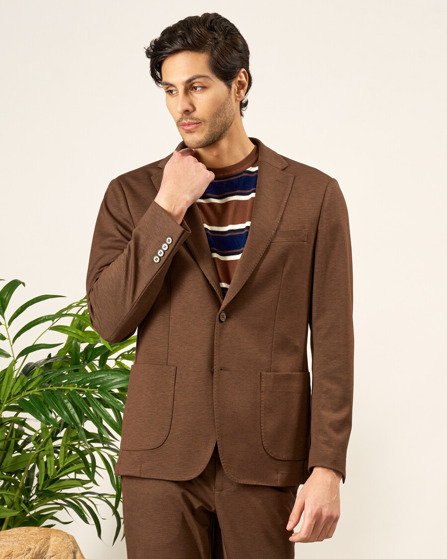 abito in maglia marrone slim fit