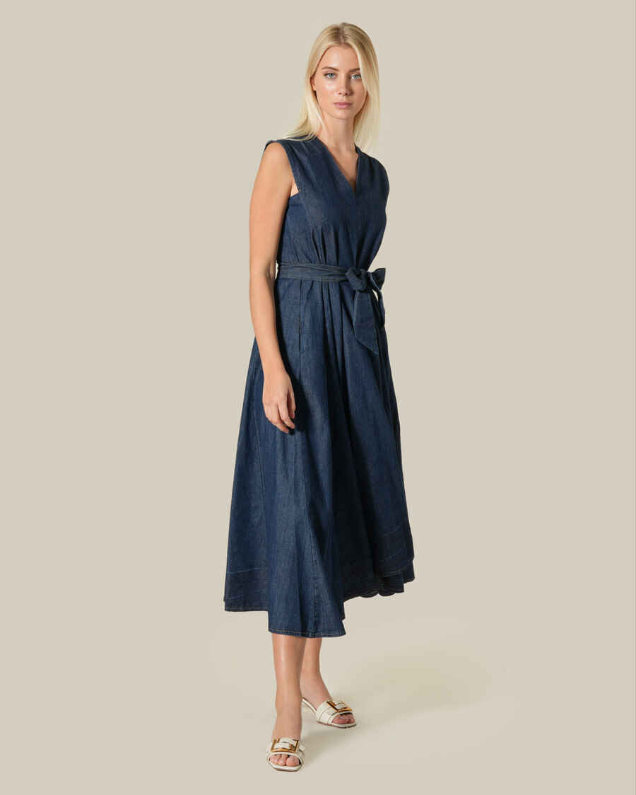 abito in chambray senza maniche