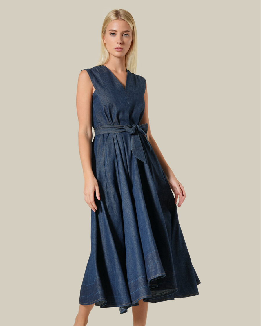 abito in chambray senza maniche