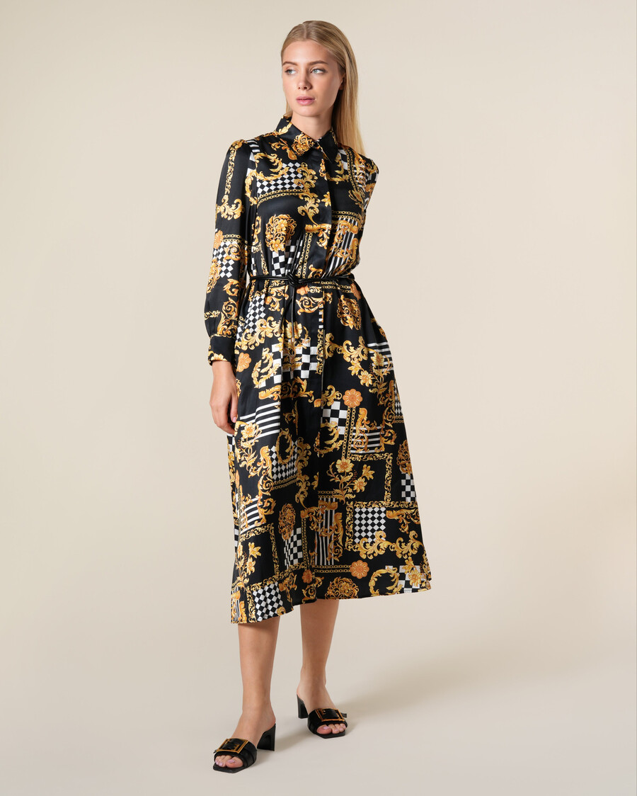 abito midi con stampa barocca geometrica