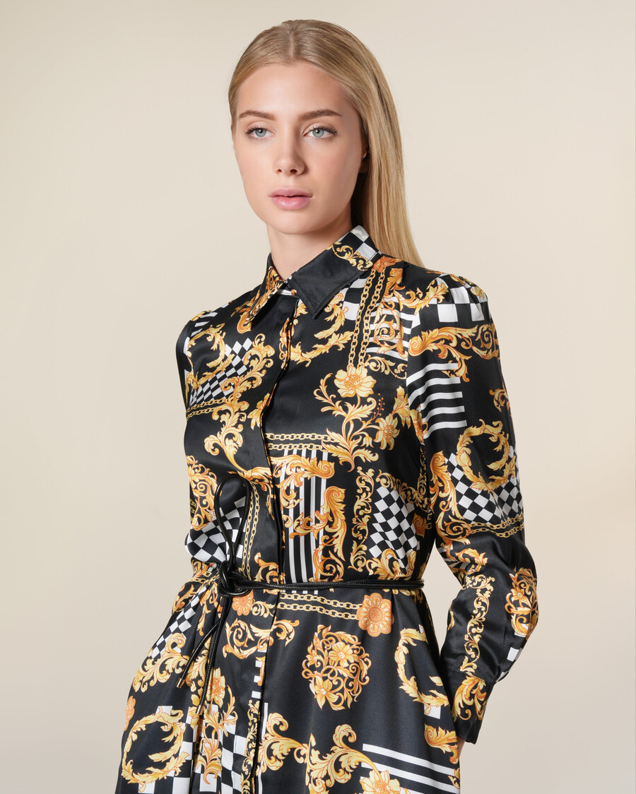 abito midi con stampa barocca geometrica