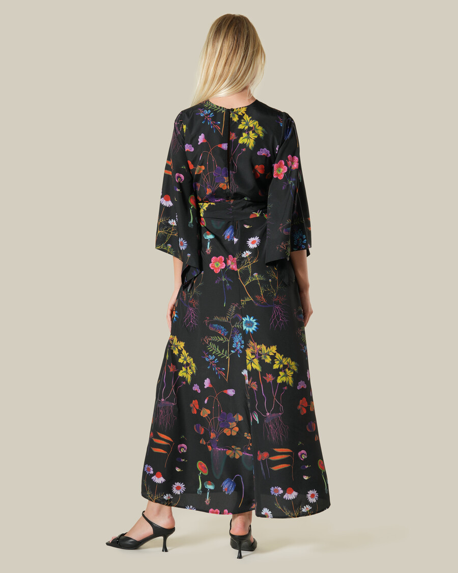 abito lungo con stampa floreale multicolore