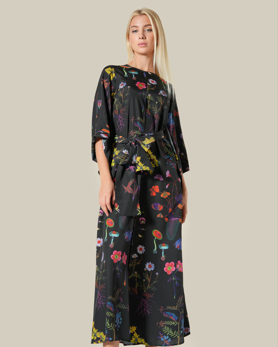 abito lungo con stampa floreale multicolore