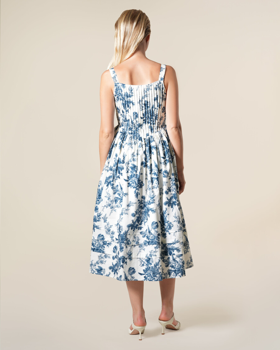 abito midi in cotone con stampa floreale