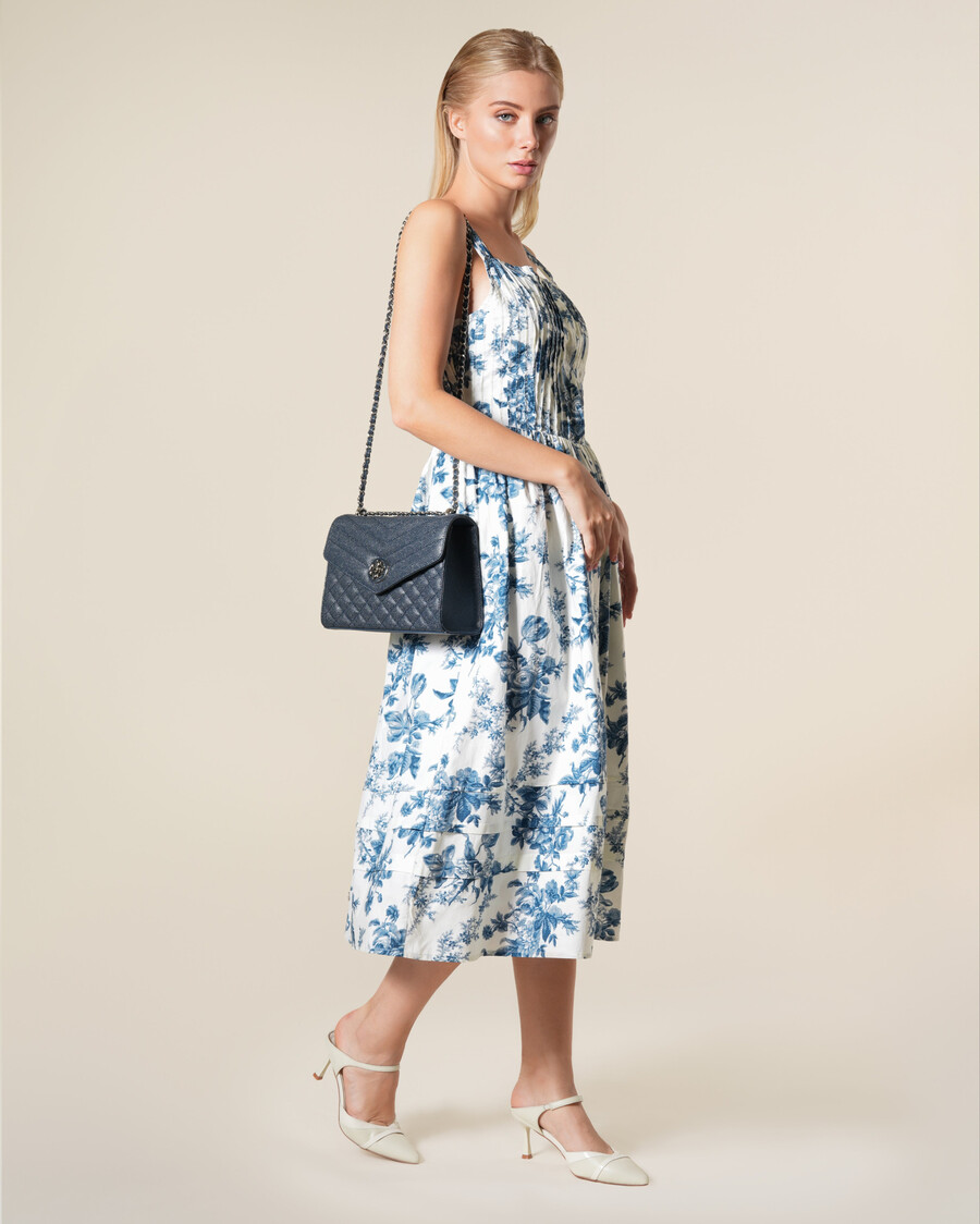 abito midi in cotone con stampa floreale