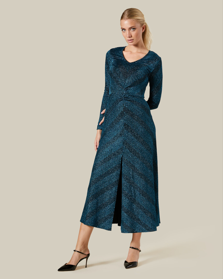 abito lungo a righe in misto lurex
