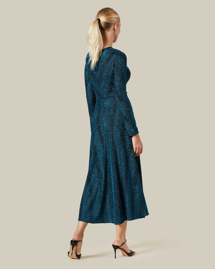 abito lungo a righe in misto lurex