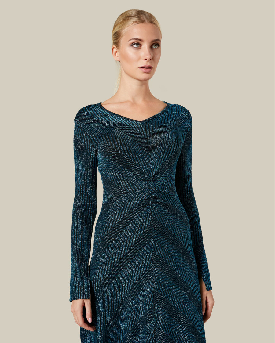abito lungo a righe in misto lurex
