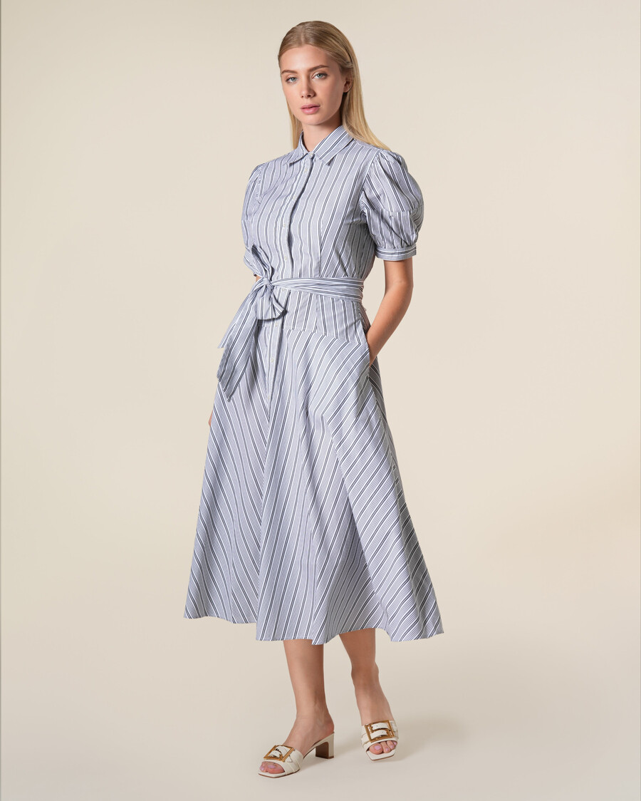 abito camicia in popeline di cotone a righe