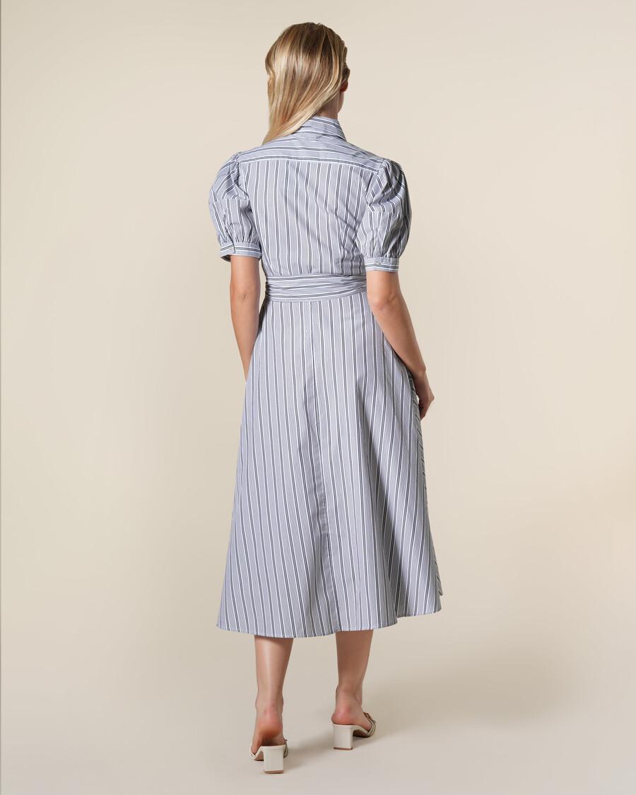 abito camicia in popeline di cotone a righe