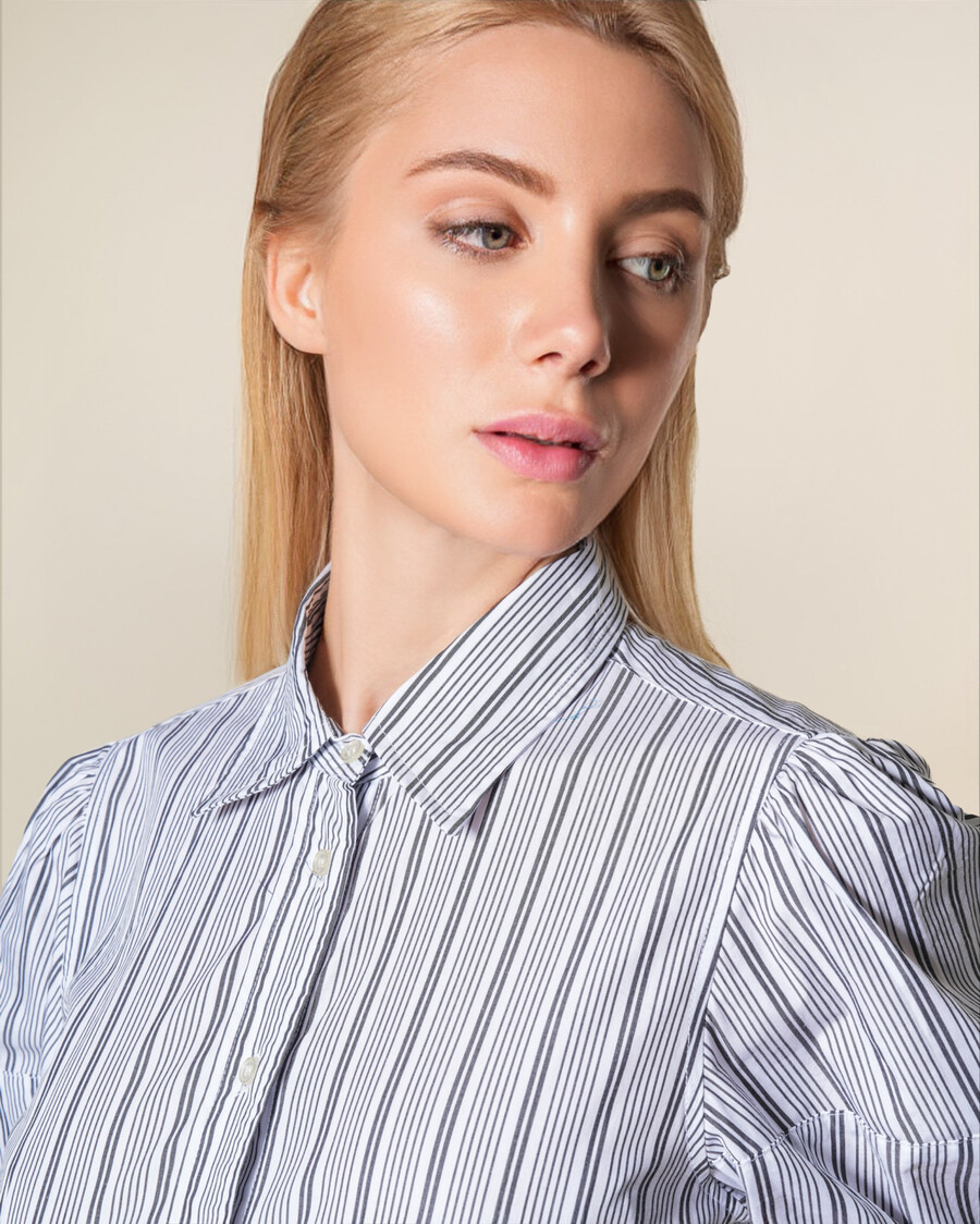 abito camicia in popeline di cotone a righe