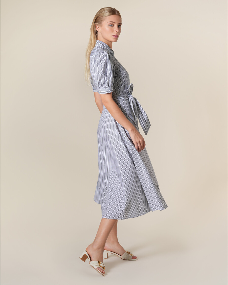 abito camicia in popeline di cotone a righe