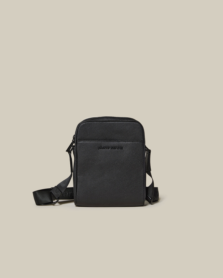 borsa a tracolla in pelle decorata con marchio