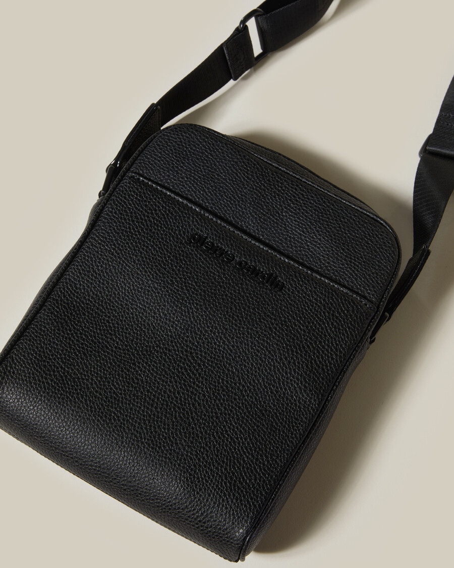 borsa a tracolla in pelle decorata con marchio