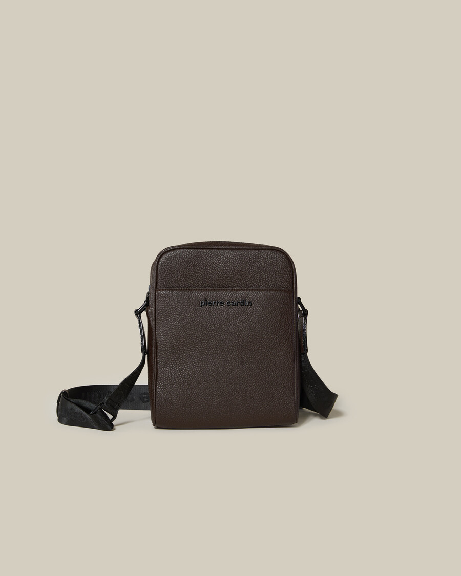 borsa a tracolla in pelle decorata con marchio