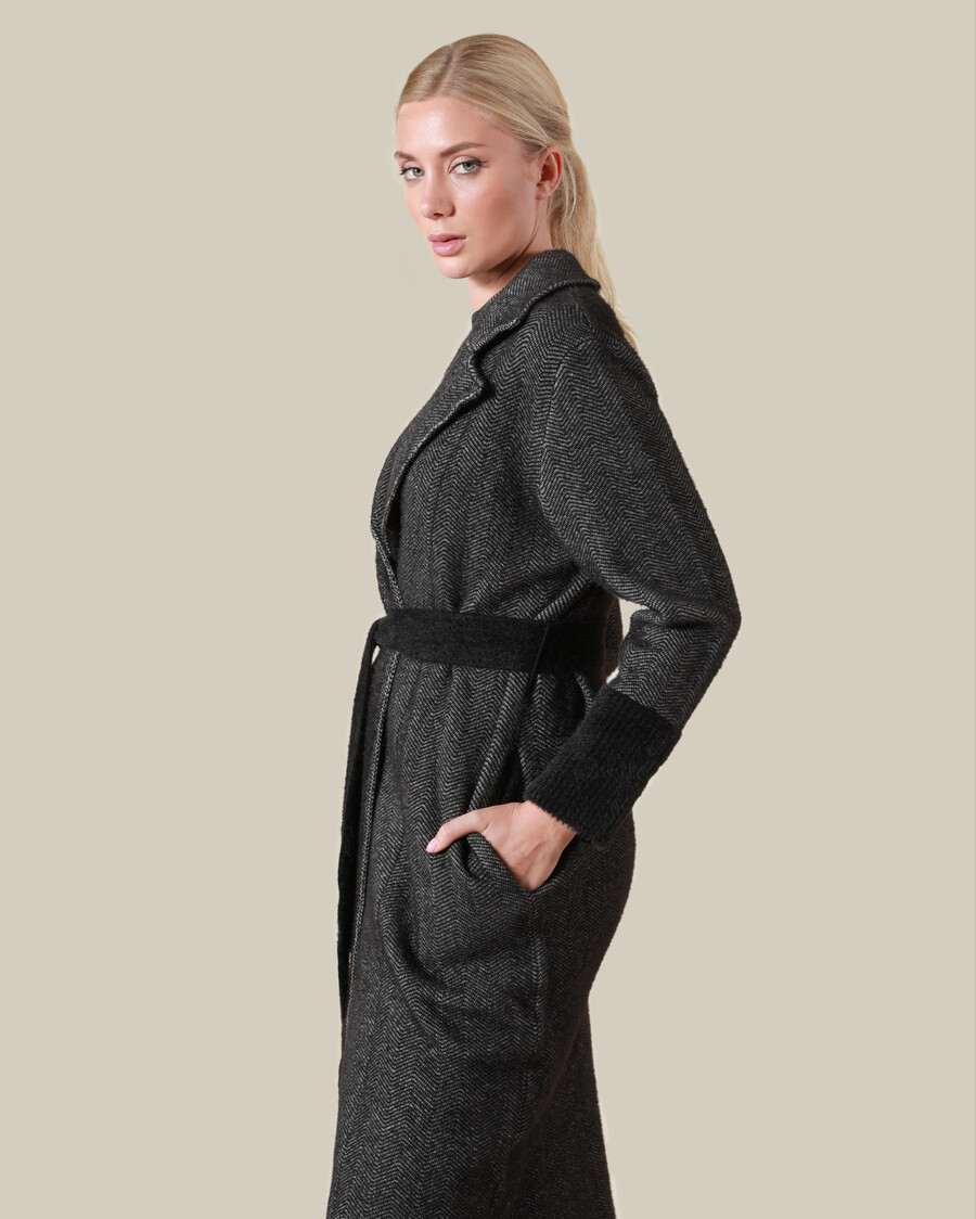 cappotto avvolgente a spina di pesce