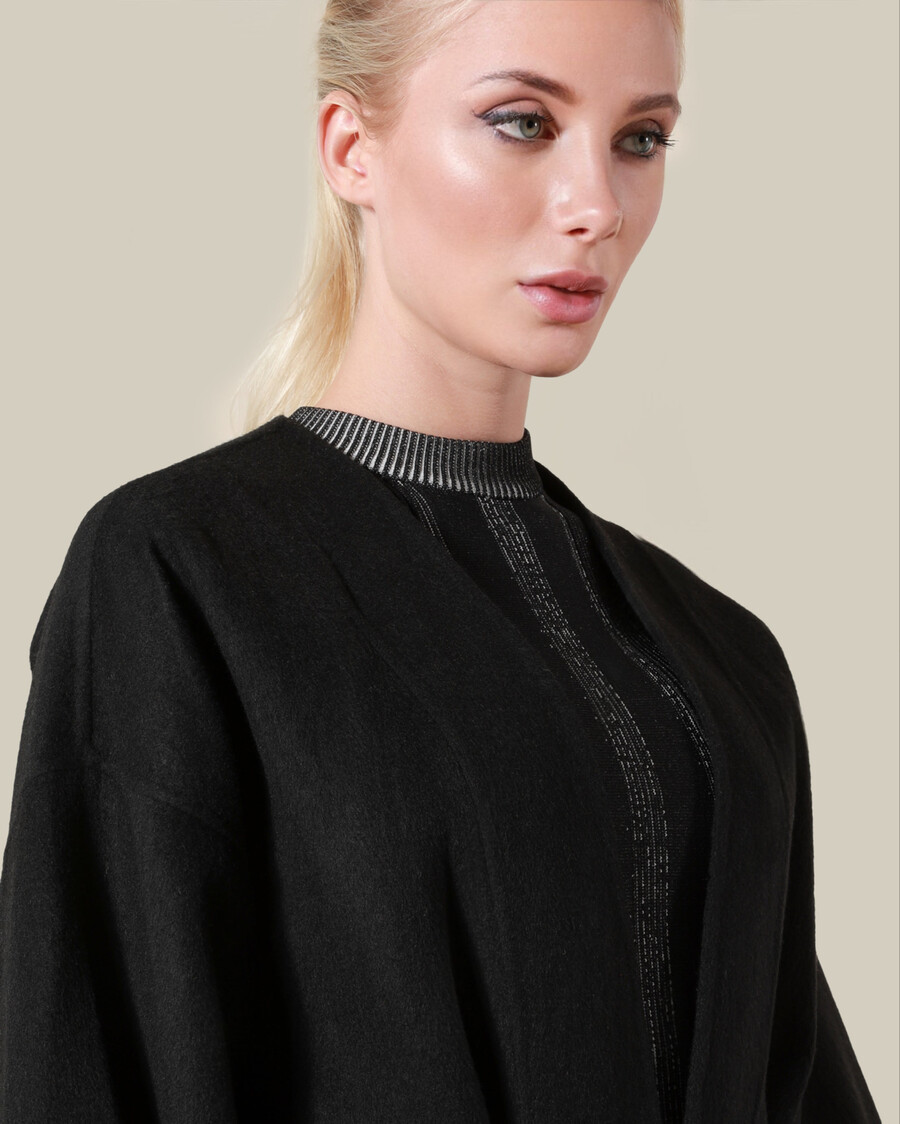 cappotto di lana con frange