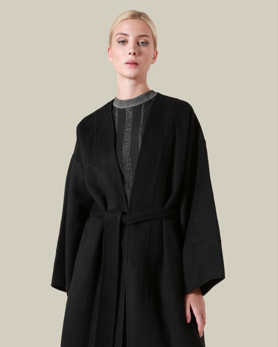 cappotto di lana con frange