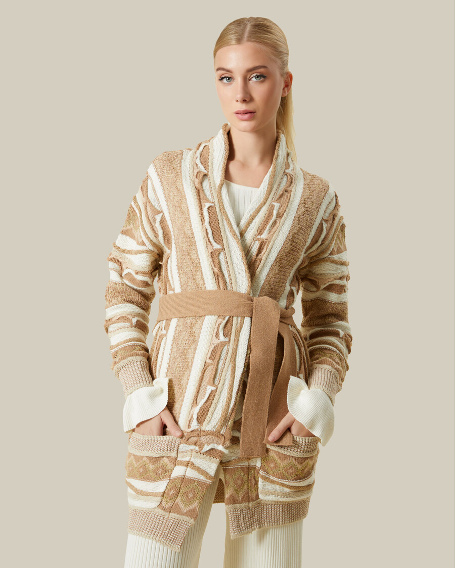 cardigan con motivo metallizzato