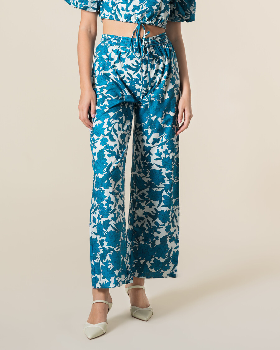 pantaloni in cotone con stampa floreale