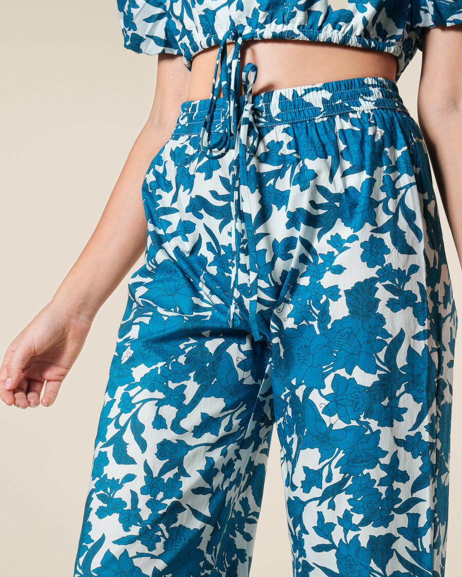 pantaloni in cotone con stampa floreale