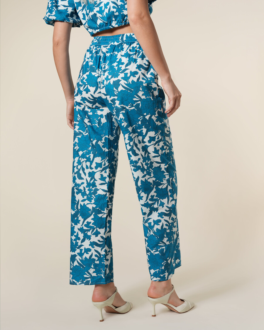 pantaloni in cotone con stampa floreale
