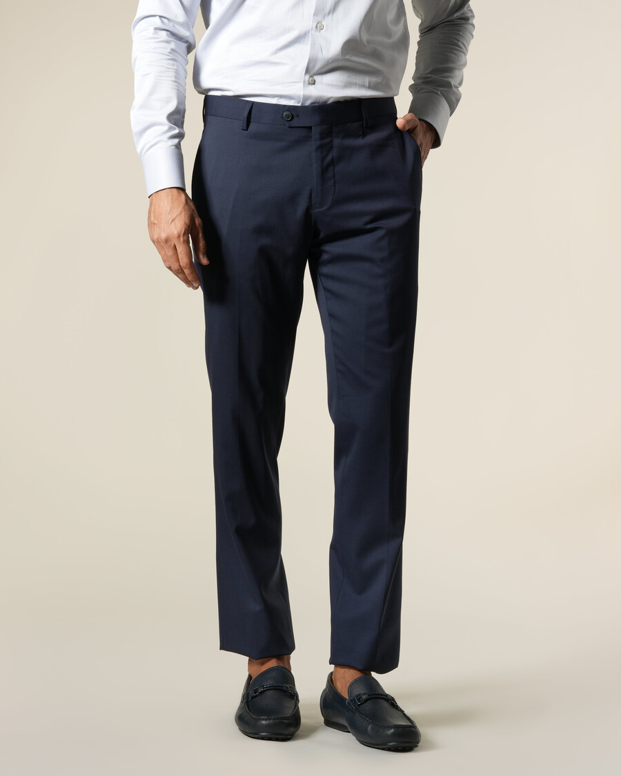 pantaloni sartoriali slim fit a righe blu navy