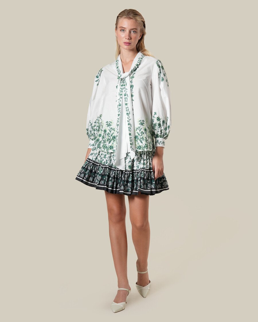 camicia con stampa floreale a pois da annodare