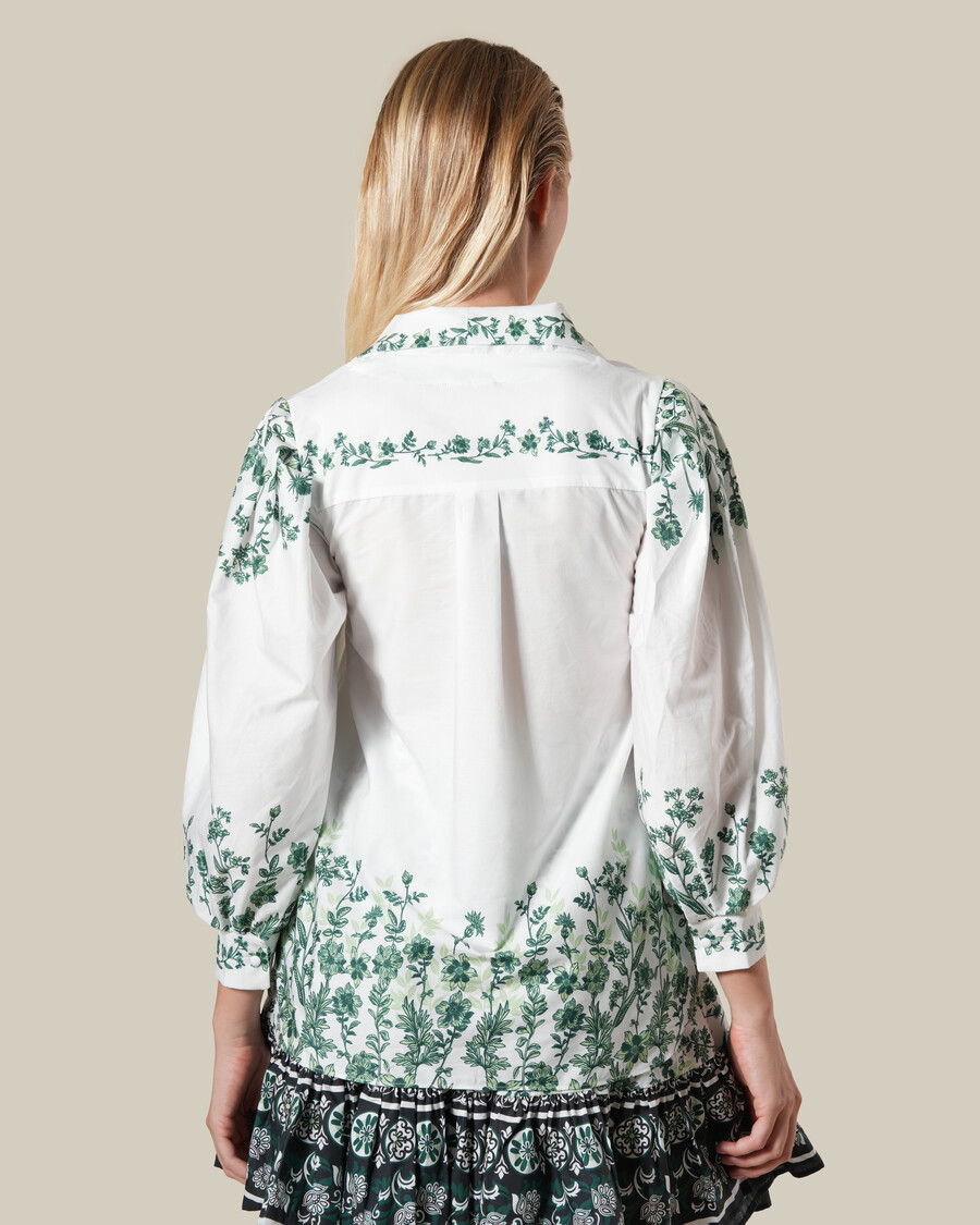 camicia con stampa floreale a pois da annodare
