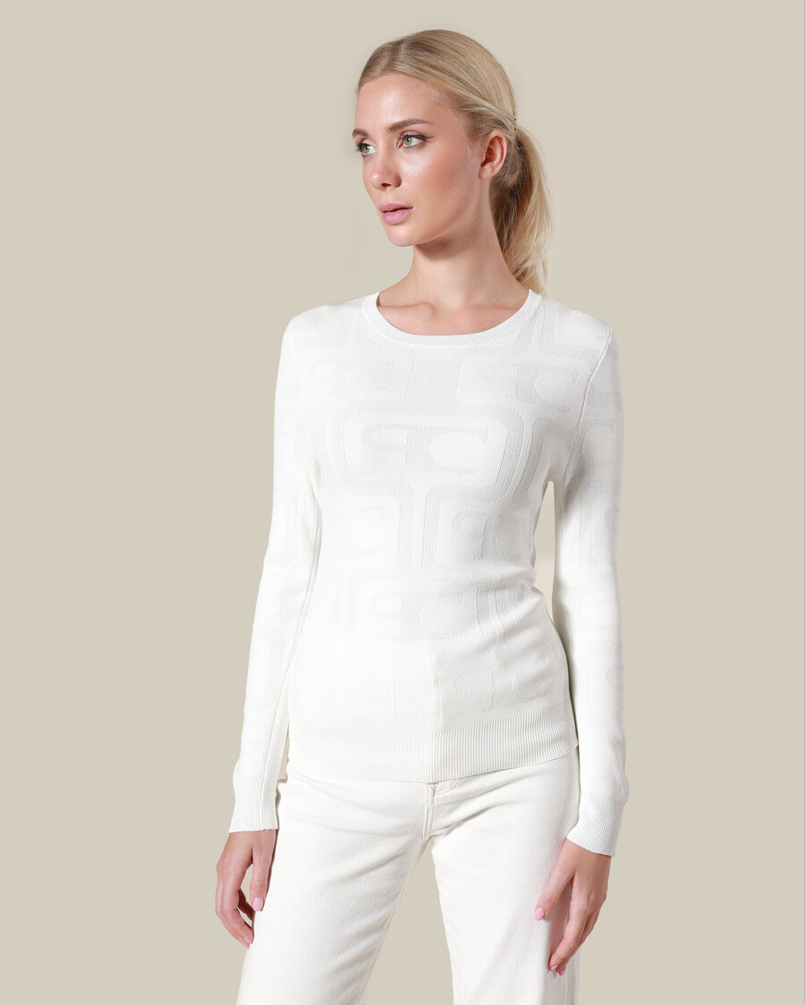 maglione con logo jacquard