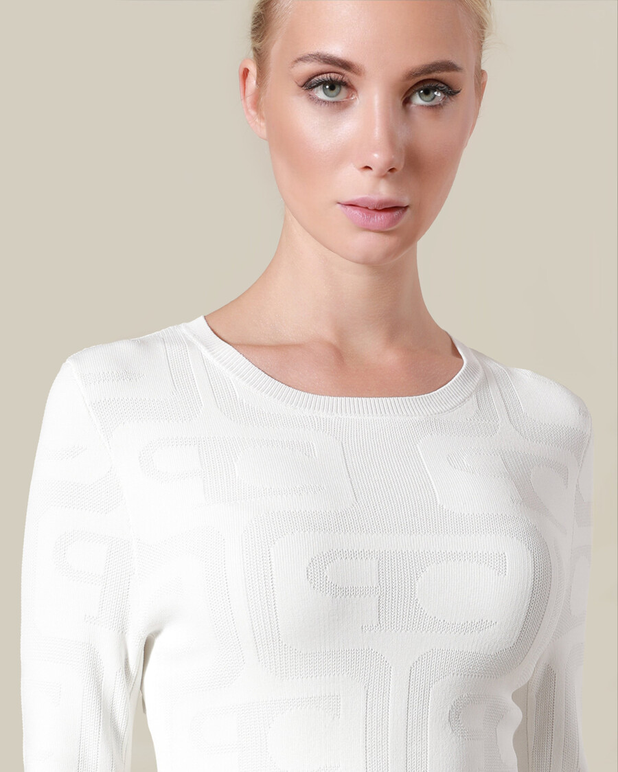 maglione con logo jacquard