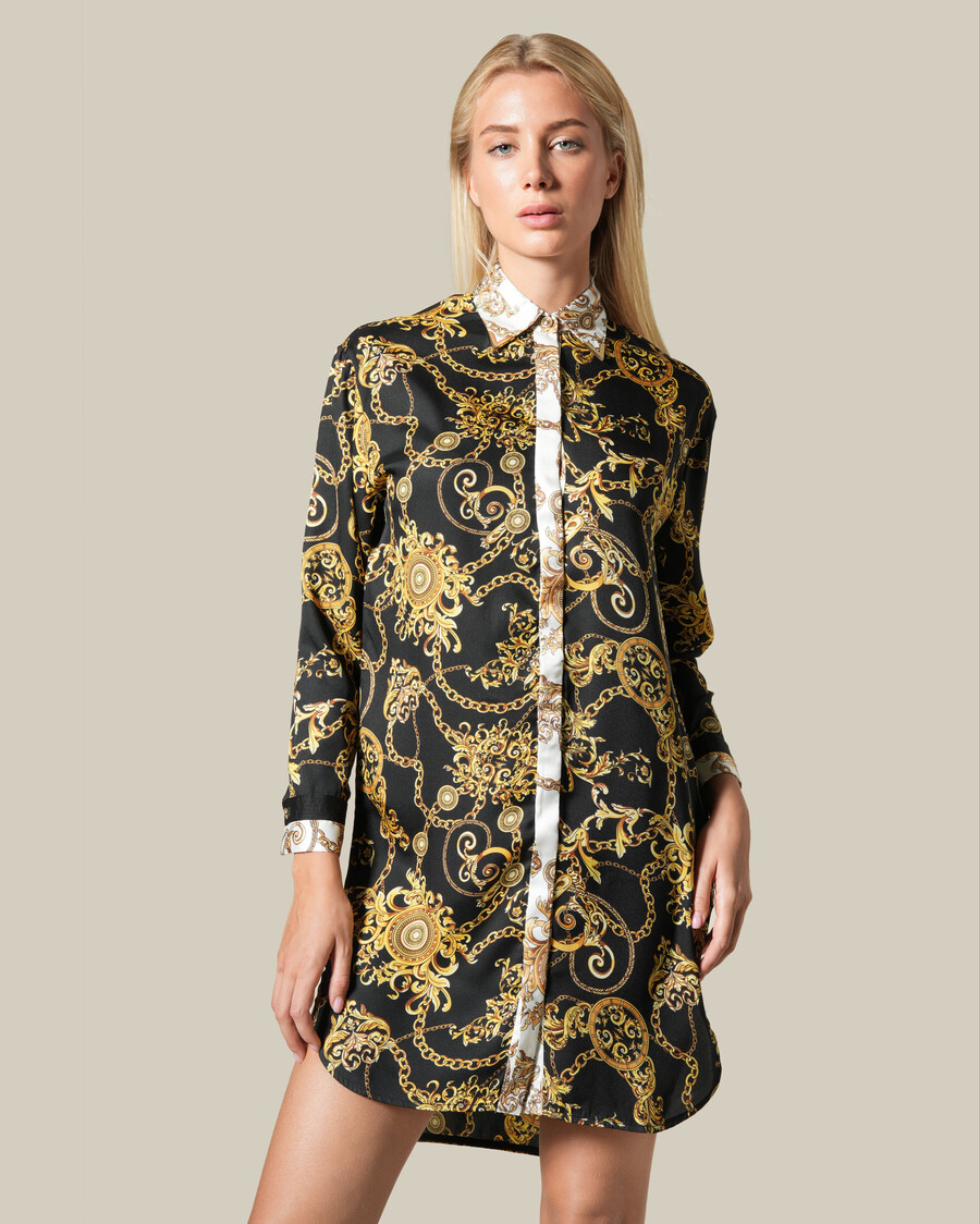 camicia con motivo a catena barocca