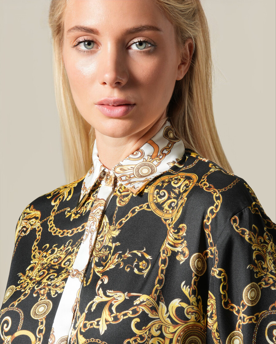 camicia con motivo a catena barocca