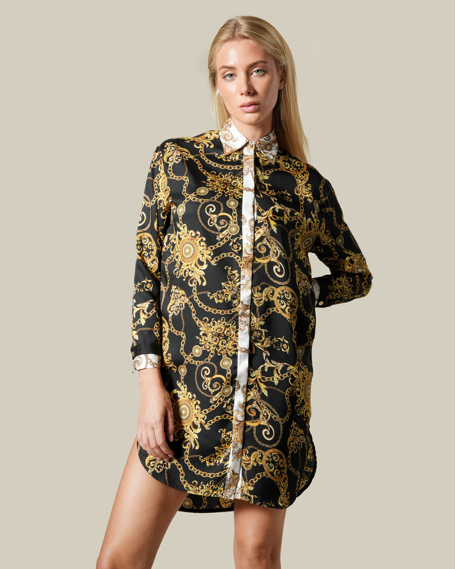 camicia con motivo a catena barocca