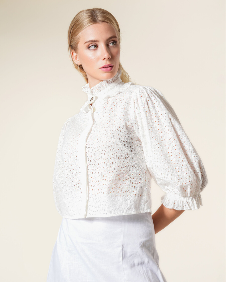 camicia vittoriana in pizzo sangallo