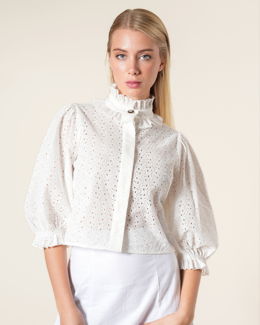camicia vittoriana in pizzo sangallo