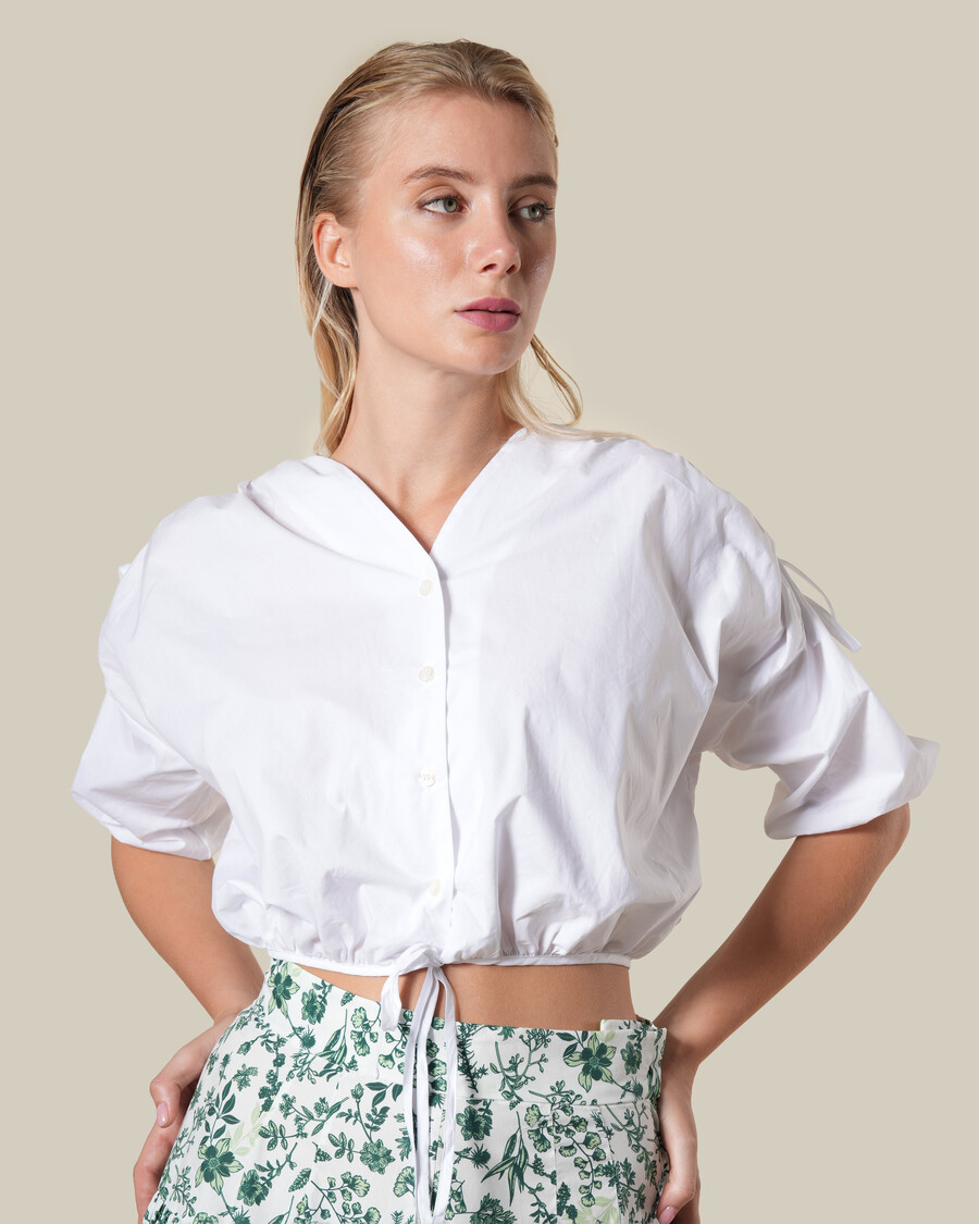 top in cotone bianco con coulisse