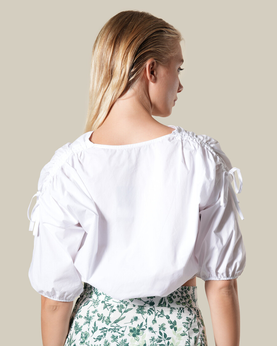 top in cotone bianco con coulisse