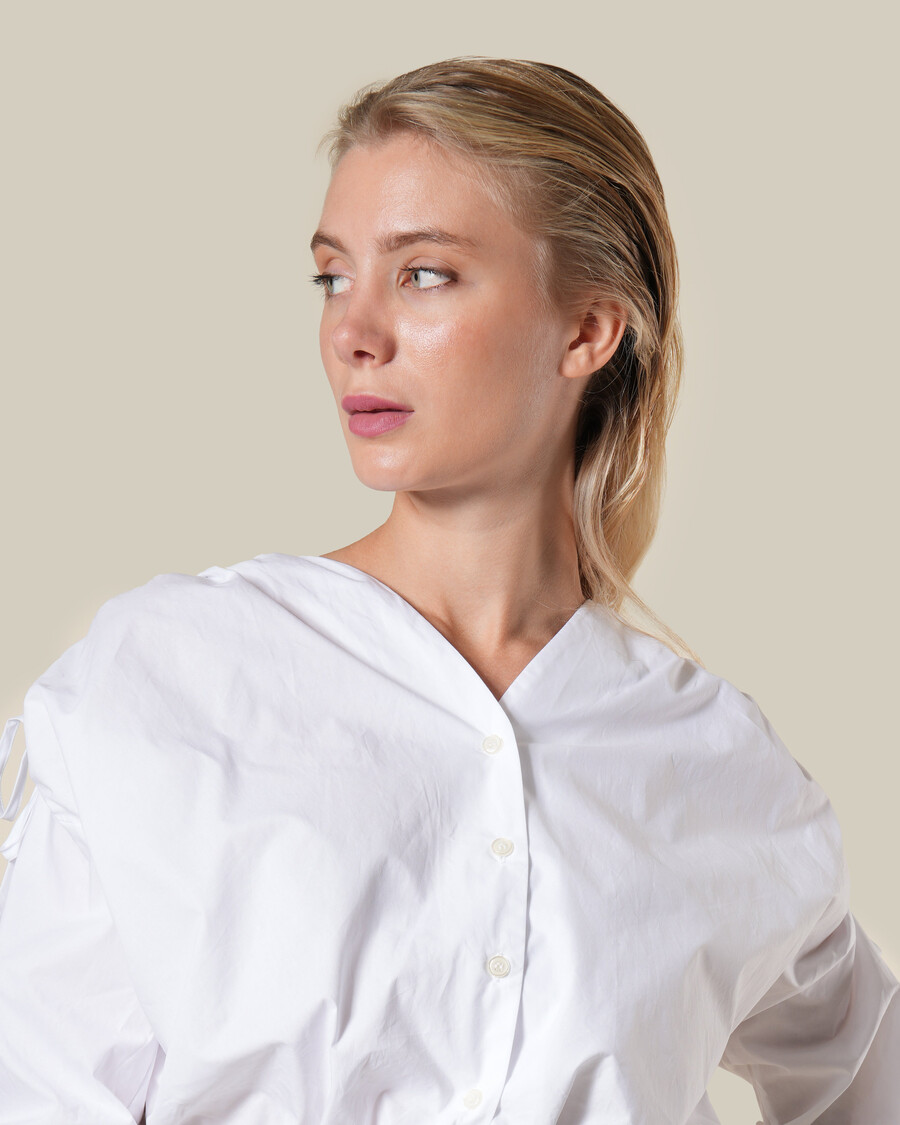 top in cotone bianco con coulisse