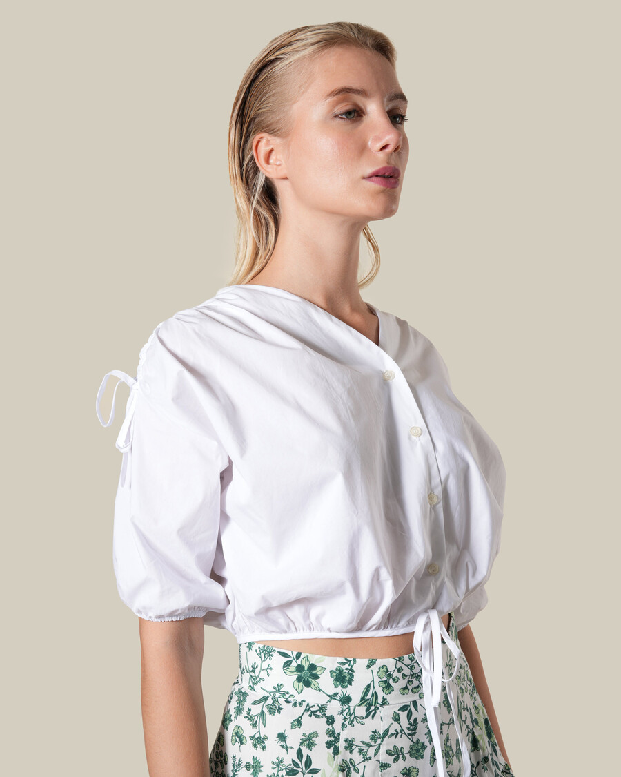 top in cotone bianco con coulisse