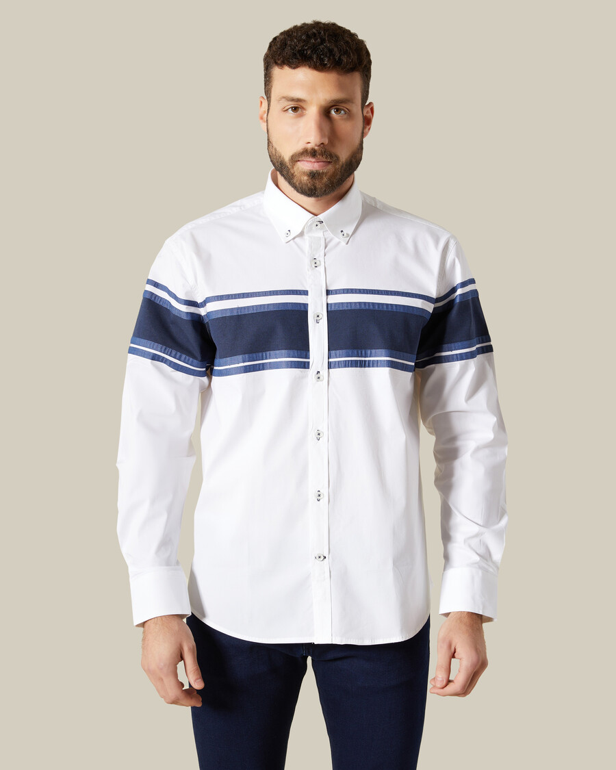 camicia in denim con pannelli