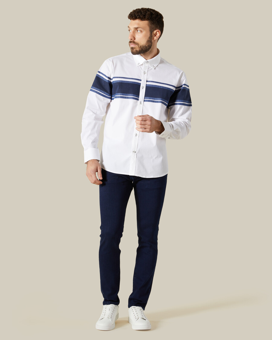 camicia in denim con pannelli