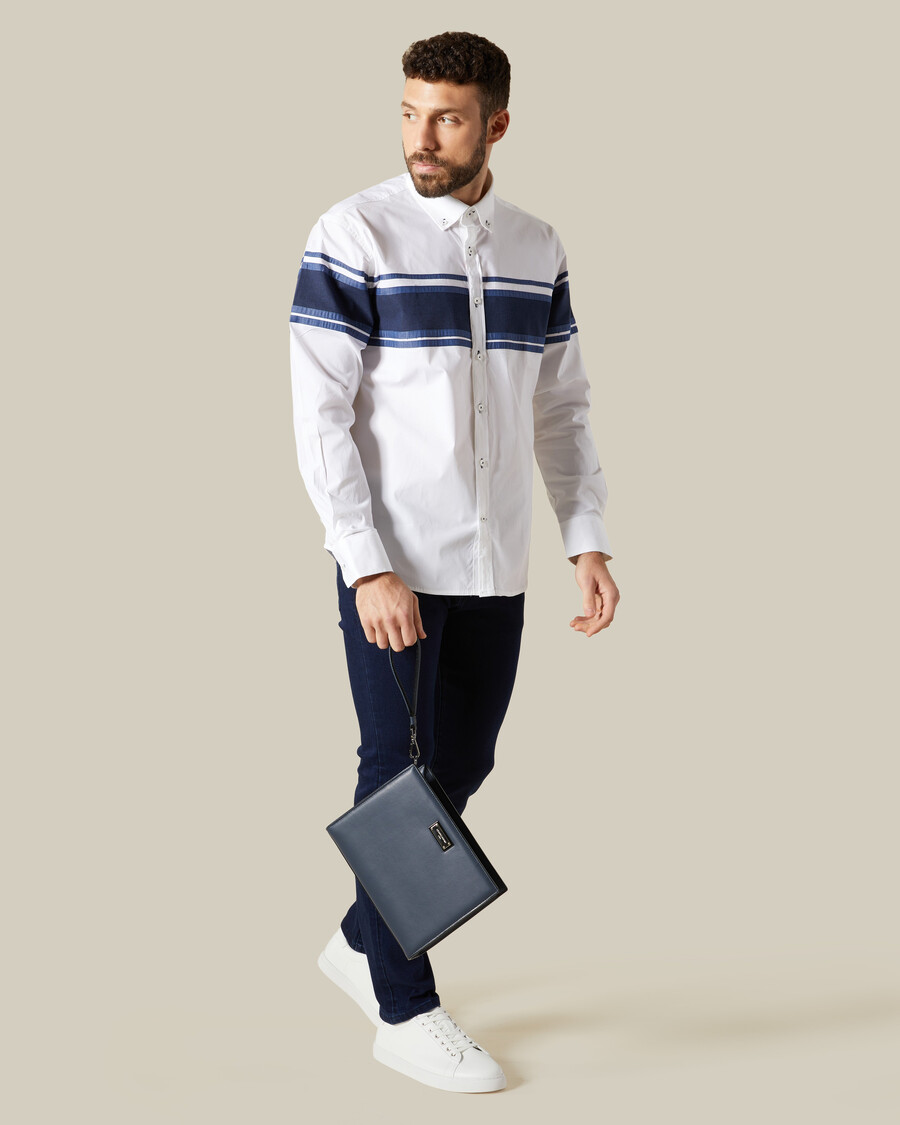 camicia in denim con pannelli