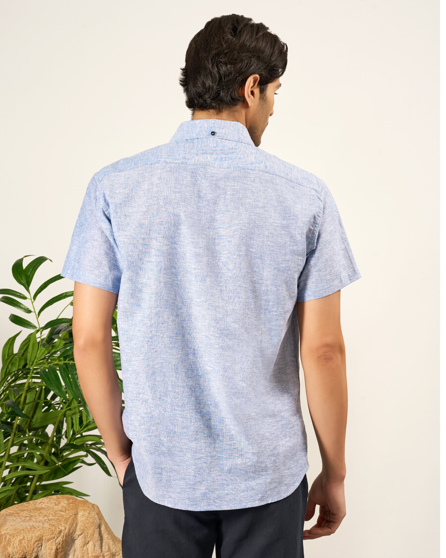 camicia in cotone e lino dalla vestibilità standard
