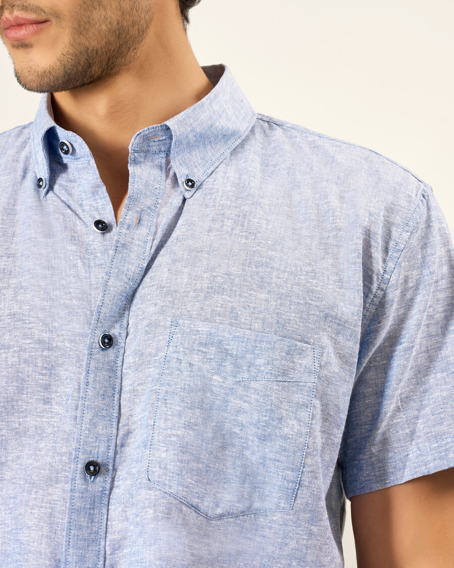 camicia in cotone e lino dalla vestibilità standard