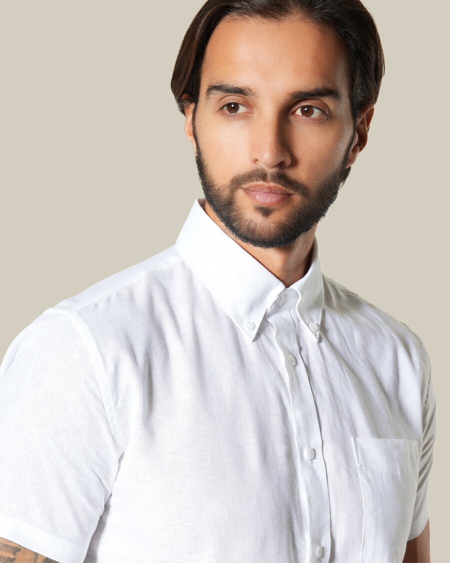 camicia a maniche corte in lino semplice