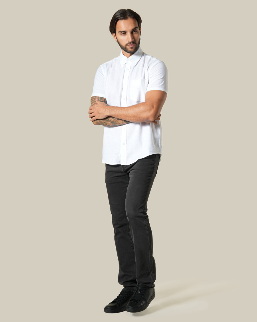 camicia a maniche corte in lino semplice