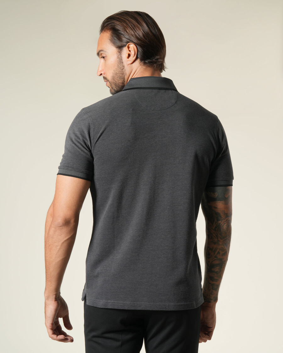 polo in cotone con colletto a righe