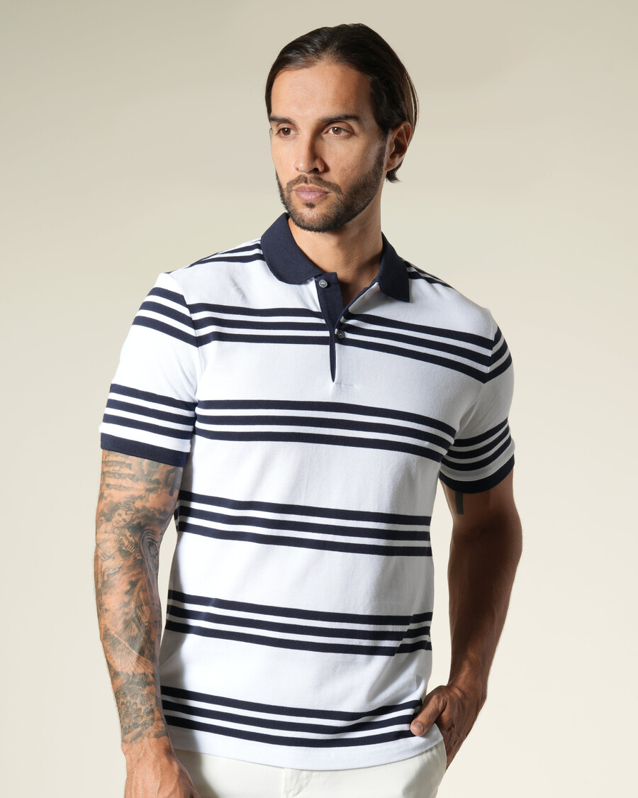 polo a righe in cotone a maniche corte